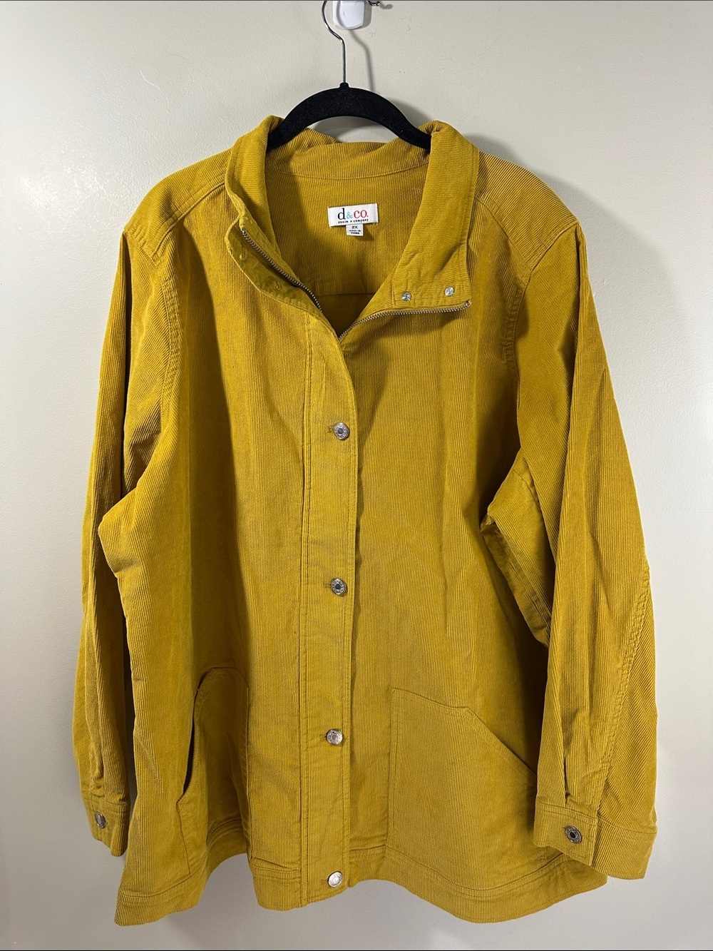 Denim & Compony Mustard Yellow Corduroy Jacket Women’s 2X Zipper and Buttoned